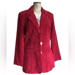 DENIM & CO. Sz X Small Jacket Leather Suede Pockets Fancy Buttons Hot Pink